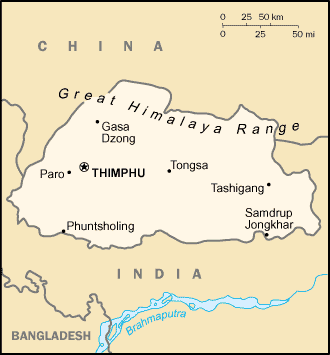 bhutan map